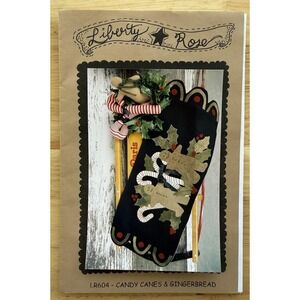 Liberty Rose Candy Canes & Gingerbread Felted Wool Table Runner Pattern Uncut